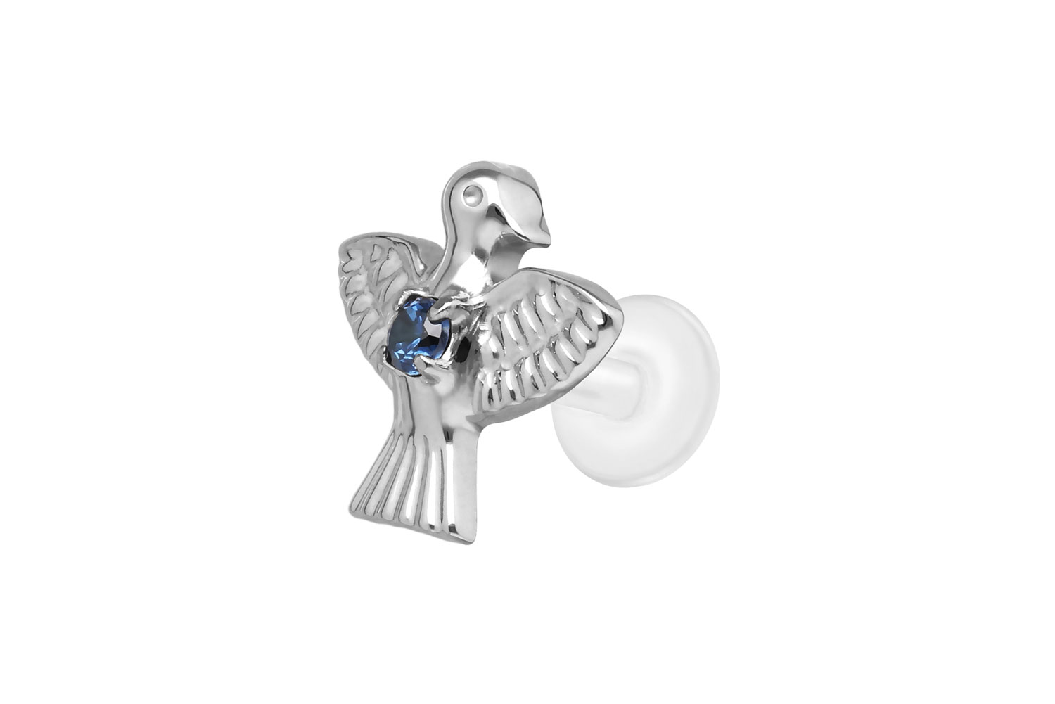 PTFE Labret Piercing mit Innengewinde + Titan-Aufsatz TAUBE